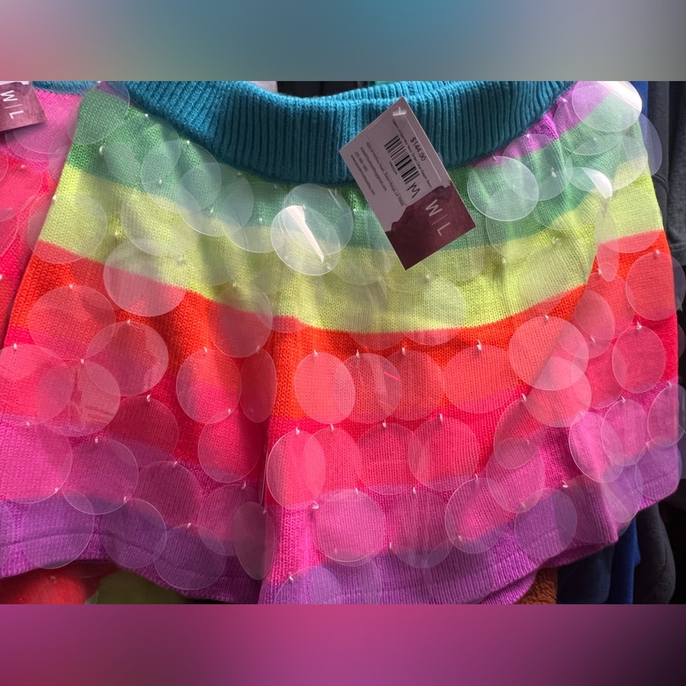 Queen of Sparkles, NWT Medium Neon Sequin Stripe Shorts